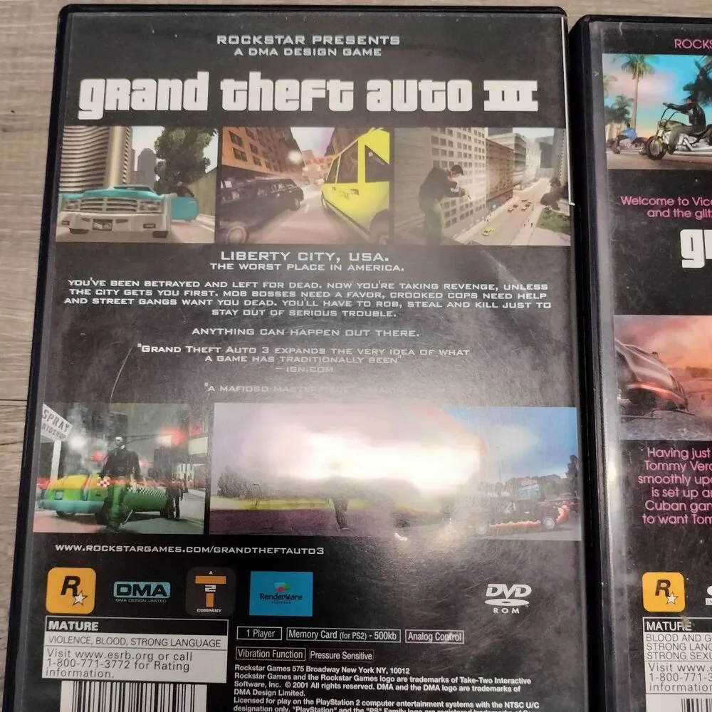 Grand Theft Auto III and Vice City Sony Play Station 2 PS2 Map Included